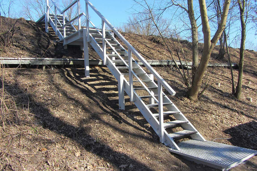 Sloping staircase made of GRP